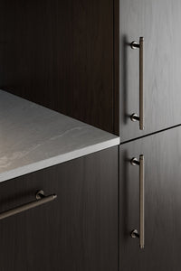 Dark Rubbed Bronze "Villa" Cabinet Knobs and Pulls | Fluted Cabinet Hardware Euro • Knobs