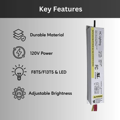 Ballast for Fluorescent Lights 8W or 13W F8T5 or F13T5| 120V Dimmable