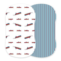 Bamboo Changing Pad Cover Vintage Train Reversible Striped