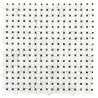 Carrara White-Toros Black Basketweave Mosaic Floor and Wall Tile - Livfloors Collection