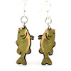 Bass Fish Dangle Earrings For Anglers Rustic Wood Jewelry