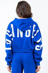 American Bazi Letter Graphic Long Sleeve Drawstring Cropped Hoodie