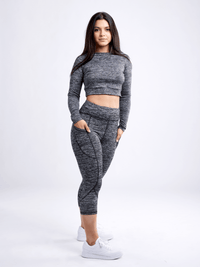 JupiterGear Mid-Rise Capri Fitness Leggings with Side Pockets