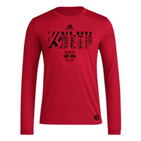 adidas Mens Long Sleeve Pre-Game T-Shirt Team Power Red/New York Red Bulls Medium