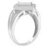 .925 Sterling Silver 1/3 Cttw Invisible Set Princess-Cut Diamond Rhombus and Beaded Halo Ring (H-I Color, SI1-SI2 Clarity) - Ring Size 7