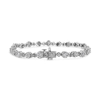 .925 Sterling Silver 1.0 Cttw Diamond Swirl Beaded Link Bracelet (I-J Color, I3-Promo Clarity) - 7.25" Inches