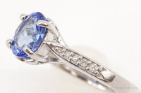 BBJ Tanzanite Diamond Rhodium Over Sterling Silver Ring - Size 7.75