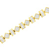 14K Yellow Gold 7.50 Cttw Princess and Baguette Diamond Geometric Link Bracelet