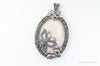 VTG Pink Mother of Pearl Marcasite Butterfly Flower Sterling Silver Pendant