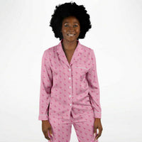 Simple Pink Flamingo Satin Pajamas
