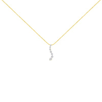 AGS Certified 14K Yellow Gold 2.0 Cttw Baguette and Brilliant Round-Cut Diamond Journey 18" Pendant Necklace (F-G Color, I1-I2 Clarity)