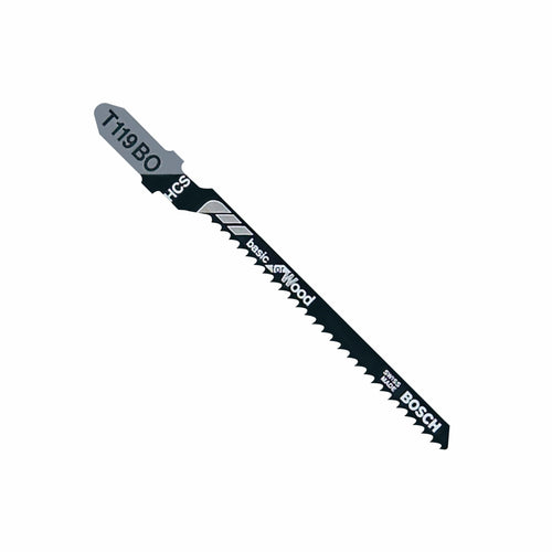 BOSCH T119BO 5 pc. 3-1/4 In. 12 TPI Basic Wood Cutting T-Shank Jig Saw Blades