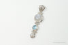 Large Designer SJ Blue Topaz Moonstone Pearl Sterling Necklace Pendant