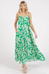 Mittoshop Printed V-Neck Maxi Cami Dress with Pockets