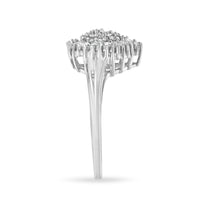 10K White Gold 1/2 Cttw Round & Baguette Cut Diamond Pear Shaped Domed PavÃ© Cluster with Halo Cocktail Ring (H-I Color, SI1-SI2 Clarity) - Size 5