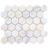 Bianco Ibiza White Marble Tumbled Mosaic Floor and Wall Tile - Livfloors Collection