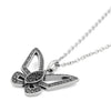 Black Butterfly Necklace With Crystal Accent Pendant