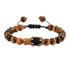 Black Lava Stone Crown Charm Tiger Eye Beads Bracelet For Men Women Braided Bracelets Handmade Adjustable Couple Distance Bracelets Lava Stone Beads Essential Oil Diffuser Adjustable Bracelet With King Queen Crown Charm