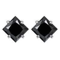 Sterling Silver 925 Green Princess Cut Moissanite Stud Earrings For Women