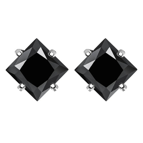 Sterling Silver 925 Green Princess Cut Moissanite Stud Earrings For Women