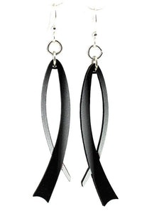 Black Ribbon Dangle Earrings Lightweight Charity Awareness