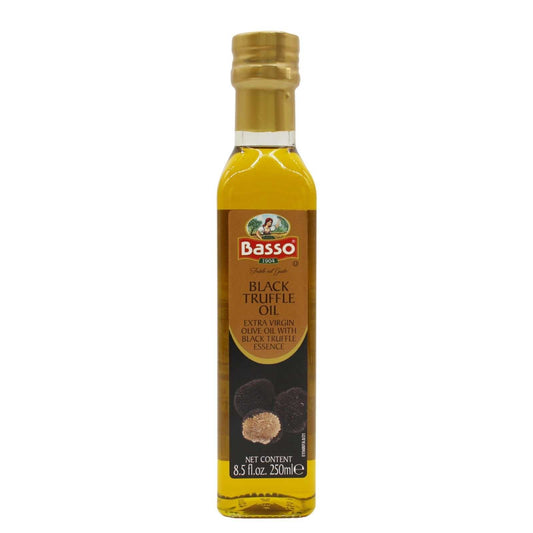 Basso 1904 Black Truffle Infused Extra Virgin Olive Oil – Gourmet Finishing Oil – 250 ml (8.5 fl oz)