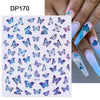 Blue Butterfly 3D Nail Stickers Flowers Leaves Self Adhesive Transfer Sliders Wraps Manicures Foils Decorations Decoration Tattoo Manicure Transfer Nail Decals Flowers Butterfly Designs Nails Supply Manicure Tips Design Nail Decoration