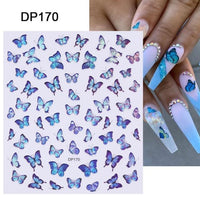 Blue Butterfly 3D Nail Stickers Flowers Leaves Self Adhesive Transfer Sliders Wraps Manicures Foils Decorations Decoration Tattoo Manicure Transfer Nail Decals Flowers Butterfly Designs Nails Supply Manicure Tips Design Nail Decoration