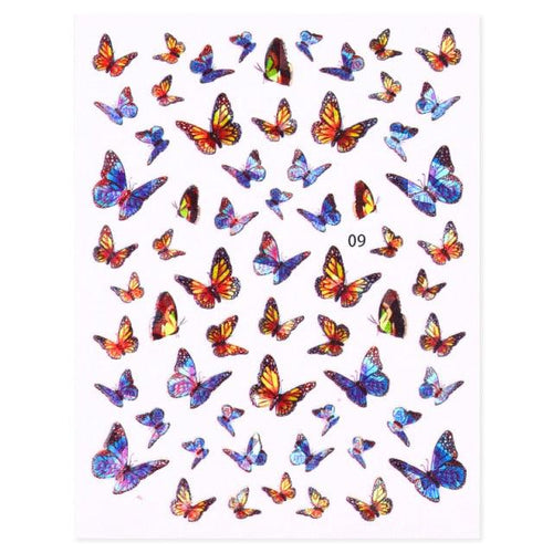 Blue Butterfly 3D Nail Stickers Flowers Leaves Self Adhesive Transfer Sliders Wraps Manicures Foils Decorations Decoration Tattoo Manicure Transfer Nail Decals Flowers Butterfly Designs Nails Supply Manicure Tips Design Nail Decoration