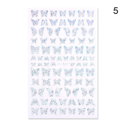 Blue Butterfly 3D Nail Stickers Flowers Leaves Self Adhesive Transfer Sliders Wraps Manicures Foils Decorations Decoration Tattoo Manicure Transfer Nail Decals Flowers Butterfly Designs Nails Supply Manicure Tips Design Nail Decoration
