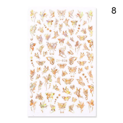 Blue Butterfly 3D Nail Stickers Flowers Leaves Self Adhesive Transfer Sliders Wraps Manicures Foils Decorations Decoration Tattoo Manicure Transfer Nail Decals Flowers Butterfly Designs Nails Supply Manicure Tips Design Nail Decoration
