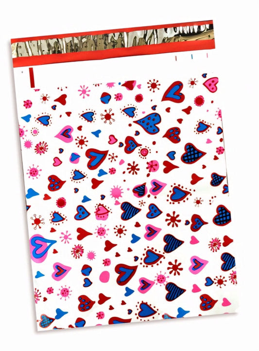 Blue Heart Colorful Poly Mailers Size 10x13 Shipping Bags