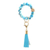 Blue Marble Keychain Bracelet Beaded Wristlet Silicone