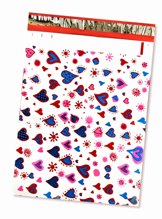 Blue Pink Heart Colorful Poly Mailers Size 6x9 Shipping Bags