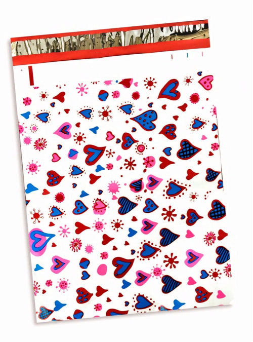 Blue Pink Heart Colorful Poly Mailers Size 6x9 Shipping Bags