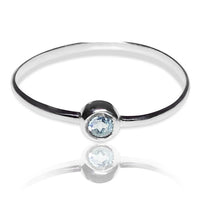Blue Topaz Sterling Silver Bezel Ring Minimalist Promise