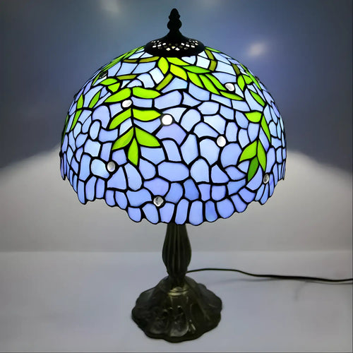 Blue Wisteria Glass Tiffany-Style Lamp
