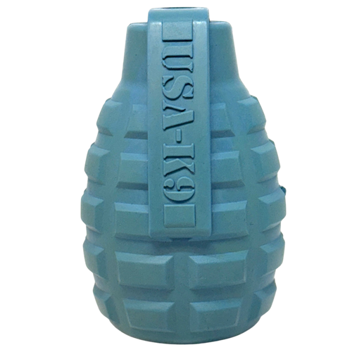 USA-K9 Grenade Rubber Dog Chew Toy | K9 Handler eDispenser Toy | Red & Blue | USA Made
