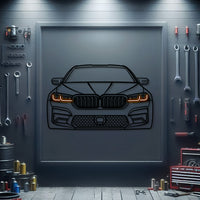 M5 CS Front View Metal Neon Car Wall Art - MTN0108