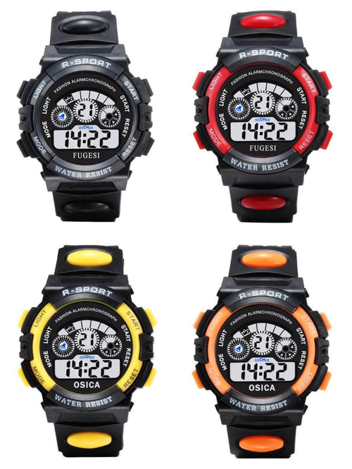 Boys Sports Military Kids Digital Watches Student Childrens Watch Fashion Luminous Led Alarm Camouflage Green Waterproof 7 Color Led Backlight Multifuction Wristwatch For Boys Girls