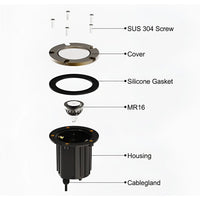 Brass Inground Lights for MR16 Bulbs with Brass and PVC Construction