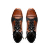 65-356-BRN BRAVO Italian Burnished Calfskin High Top Dress Sneaker Black / Brown