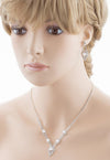 Bridal Pearl Crystal Rhinestone Necklace And Earrings Set