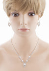 Bridal Pearl Crystal Rhinestone Necklace And Earrings Set