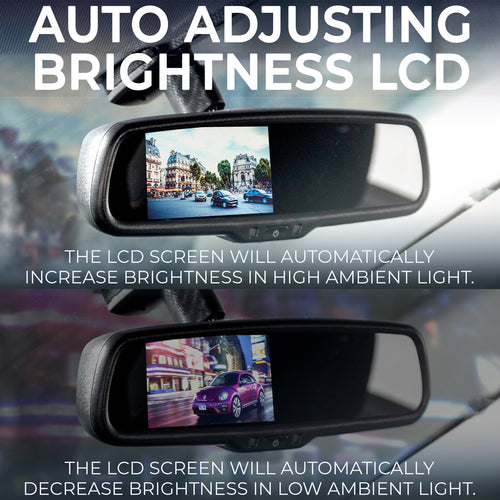 Master Tailgaters 10.5" Rear View Mirror with 4.3" LCD Screen and Wireless Transmitter | Rearview Universal Fit | Auto Adjusting Brightness LCD | Anti Glare | Full Mirror Replacement