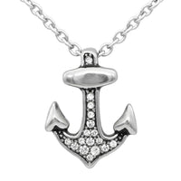 Brilliant Anchor Necklace Sterling Silver CZ Pendant
