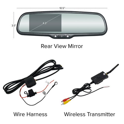 Master Tailgaters 10.5" Rear View Mirror with 4.3" LCD Screen and Wireless Transmitter | Rearview Universal Fit | Auto Adjusting Brightness LCD | Anti Glare | Full Mirror Replacement