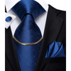 Business Black Silk Necktie Chain Classic Tie Square Handkerchief Elegant Cufflink Wedding Formal Neckties For Men