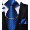 Business Black Silk Necktie Chain Classic Tie Square Handkerchief Elegant Cufflink Wedding Formal Neckties For Men