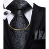 Business Black Silk Necktie Chain Classic Tie Square Handkerchief Elegant Cufflink Wedding Formal Neckties For Men